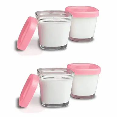 Potes De Vidro Armazenamento Leite E Papinhas C/4 Rosa Clingo