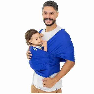 Carregador Wrap Sling Dry Fit Azul Até 16Kg +0M Kababy
