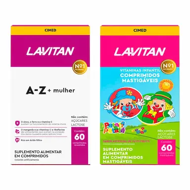 Kit Polivitamínico Lavitan A-Z Mulher 60 Comprimidos + Kids Tutti-Frutti Infantil 60 comprimidos