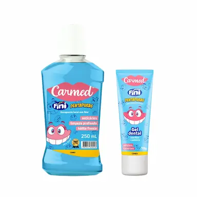 Kit Carmed Fini Dentaduras Enxaguante Bucal Sem Álcool 250ml + Gel Dental com Flúor 70g